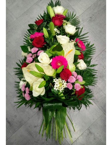 Gerbe façon bouquet rose et blanche